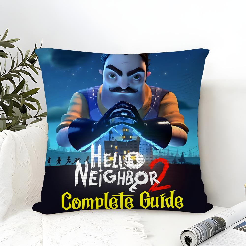 Lustiges Horrorspiel H-Hello Neighbor 2 Kissenbezug Leinen Kissenbezug Sofa Heimdeko Kissenhülle Kissenbezug