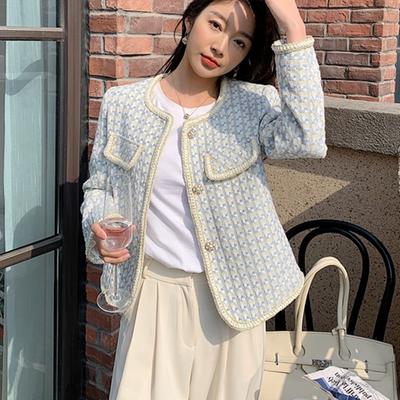 High Quality French Vintage Small Fragrance Tweed Jacket Coat Women's Spring Autumn Casual Fried Street Short Coat Plaid Outwear