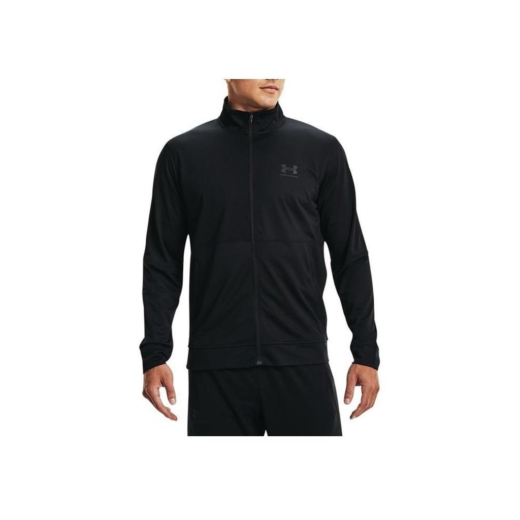 Under Armour Pique Track Jacket Breathable Zip-Up Collar Men Black 1366202-001