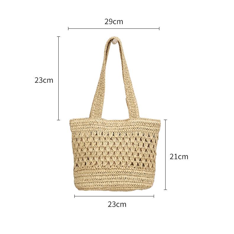 Handmade Hollow Woven Underarm Tote Bag: Fashionable Single Shoulder Beach & Commute Bag for Women
