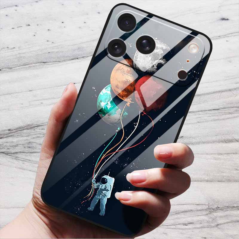 Cartoon Patterns Case For iPhone 17 Pro Plus Capa 17 Pro Max Bumper Luxury Tempered Glass Hard Back Cover iPhone17 Air Funda