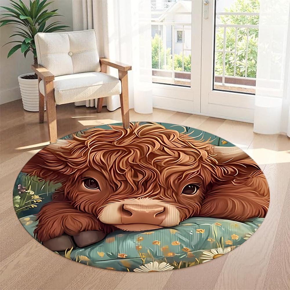 Yak Round Floor Mat Suitable for Living Rooms Study room Hallway Outdoor Antislip Round Carpet Anime Office Decor