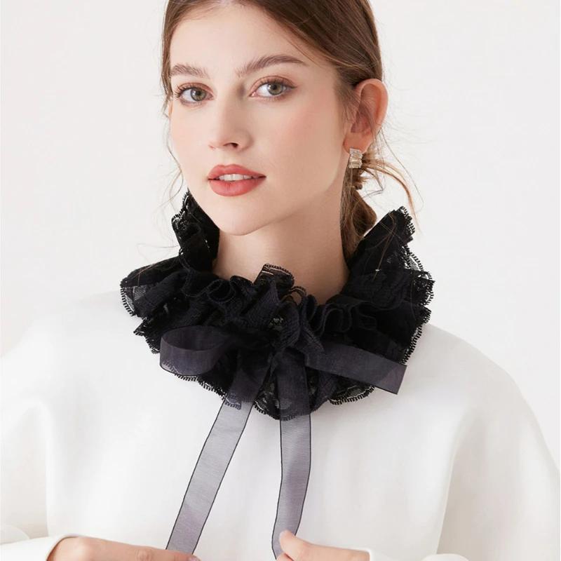 Fashion Lace Ruffled Multi-layer Fake Collar Versatile Detachable Mesh Decorative Collar Performance Accessories