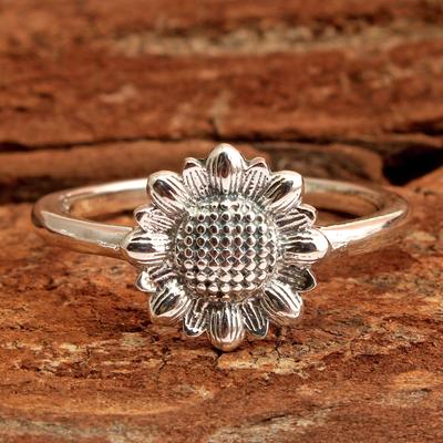 Silver Jewelry, Sun Flower Ring, Silver Charm Jewelry, Handmade Jewelry, Silver Ring