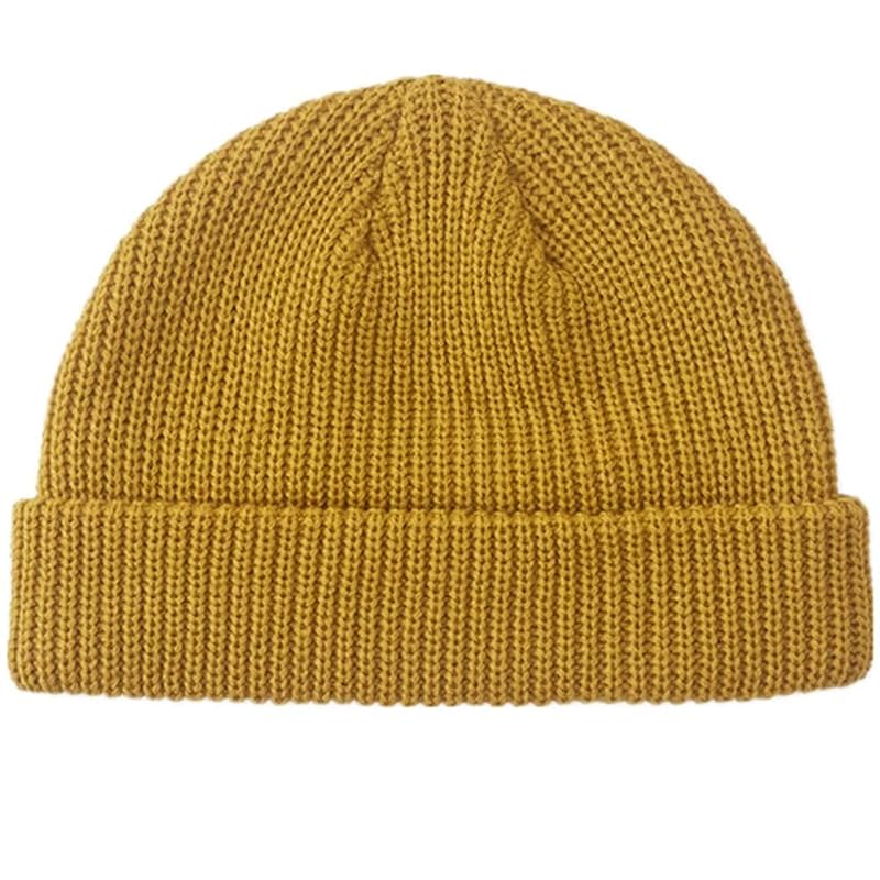 

[SEENFAAN] knit hat men s knit cap islamic hat hat watch cap short hand knitting islam watch 56CM-58CM yellow