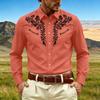 Men's Long Sleeve Button Down Shirt Print Turn-Down Collar Casual Top