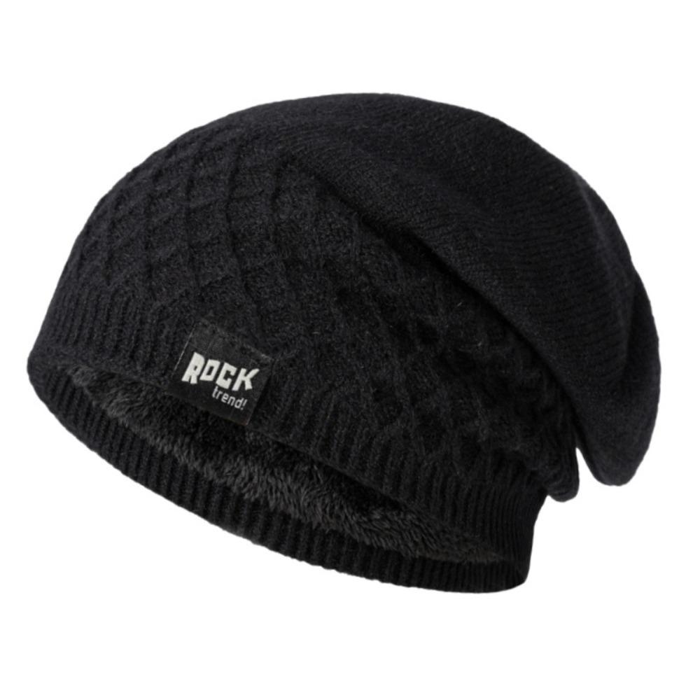 Keep Warm Pullover Cap Fleece Lined Winter Hats Simple Knitted Hats  Winter