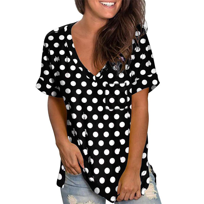 Mode Frühling Schmetterlingsdruck Blusen Kurzärmelig V-Ausschnitt T-Shirts Lässig