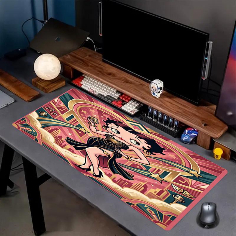 Betty Boop Print Mouse Pad, Anti‑Slip Desktop Keyboard Mat, for PC Laptop Gaming Working Daily Use, Cool Festival Surprise Gift