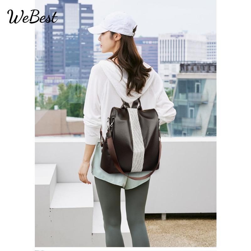 

PU Women s Large Capacity Commuting Backpack Back чёрный
