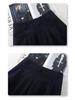 Women's High-Waist Dark Blue Denim Pleated Midi Skirt, 2025 New A-Line Slimming Design