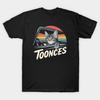 Asian Size Men Black Print T-shirt Toonces // Retro Vintage No-Cut Heat Transfer Print Cotton Tshirt