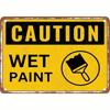 Ironmate Wet Floor Safety Sign 18x12 Inch Yellow Black Metal Construction Caution Warning