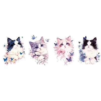 4Pcs/Lot Butterfly Cute Cat Temporary Tattoo Stickers Color Waterproof Angel Cat Lasting Fake Tattoo Arm Cartoon Tattoo Sticker