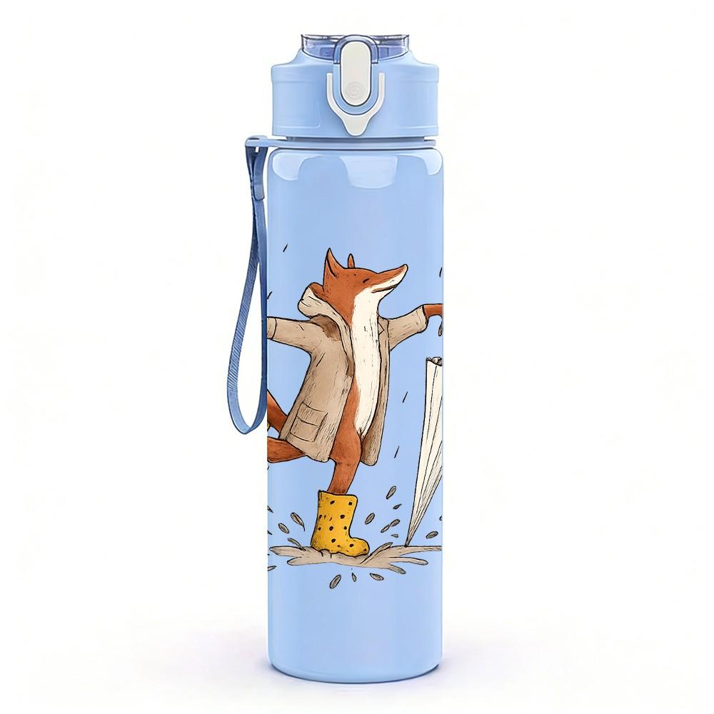 1PC Duck Splashing Water Cartoon 750ml Color Plastic Sports Water Bottle Leakproof Flip Straw Lid Suitable for Sports Office Home Use