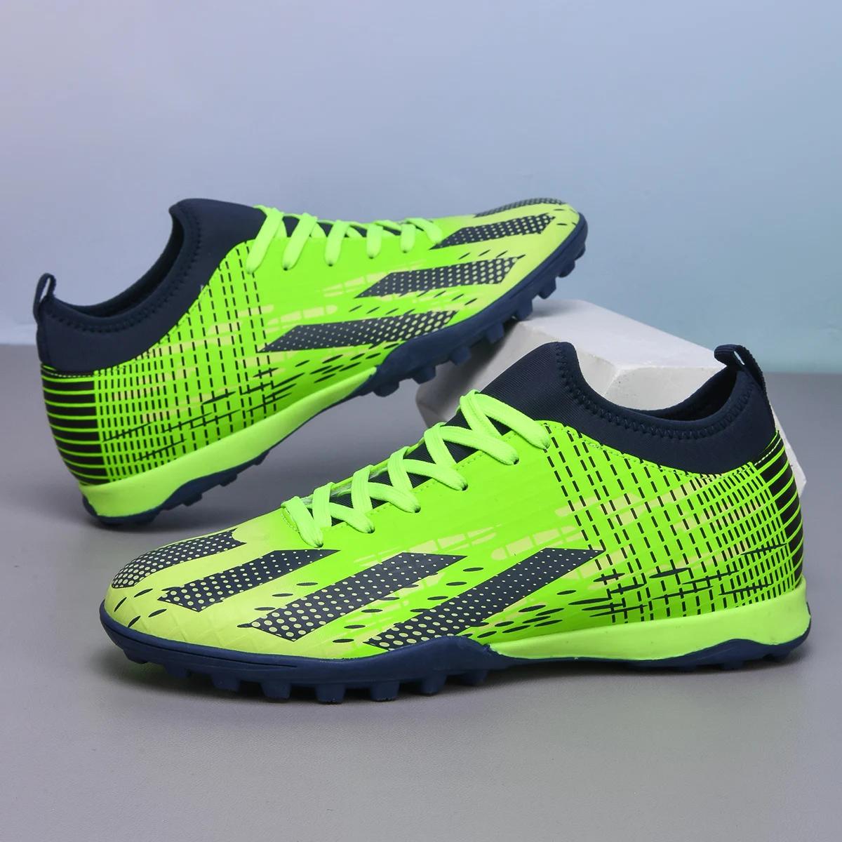 

New Men Soccer Shoes Sport Match Training Kids TF Futsal Indoor Football Boots Cleats Grass Ankle Hot-selling High-quality Light 39 зелений