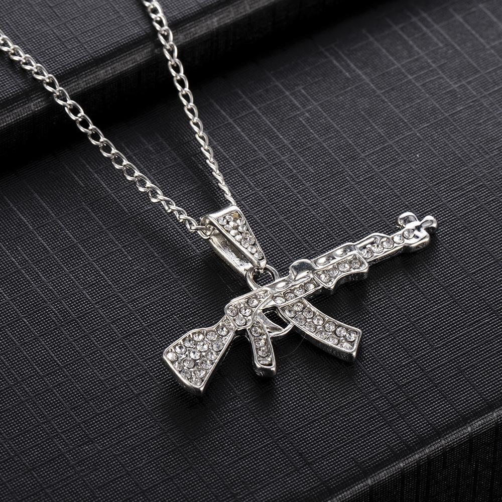 Fashion Choker Necklaces for Women 2025 Gun Cross Pendant Crystal Rhinestone Chain Necklace Women Men Punk Chains Jewelry Gift