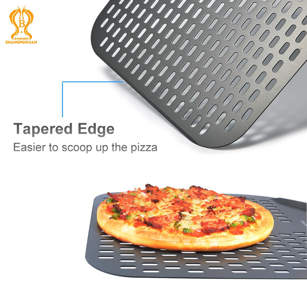 SHANGPEIXUAN 16/14/13/12 Zoll perforierte Pizzaschaufel rechteckige Pizzaschaufel Aluminium Hartbeschichtung Pizzaschaufel Paddel kurzes Werkzeug 1