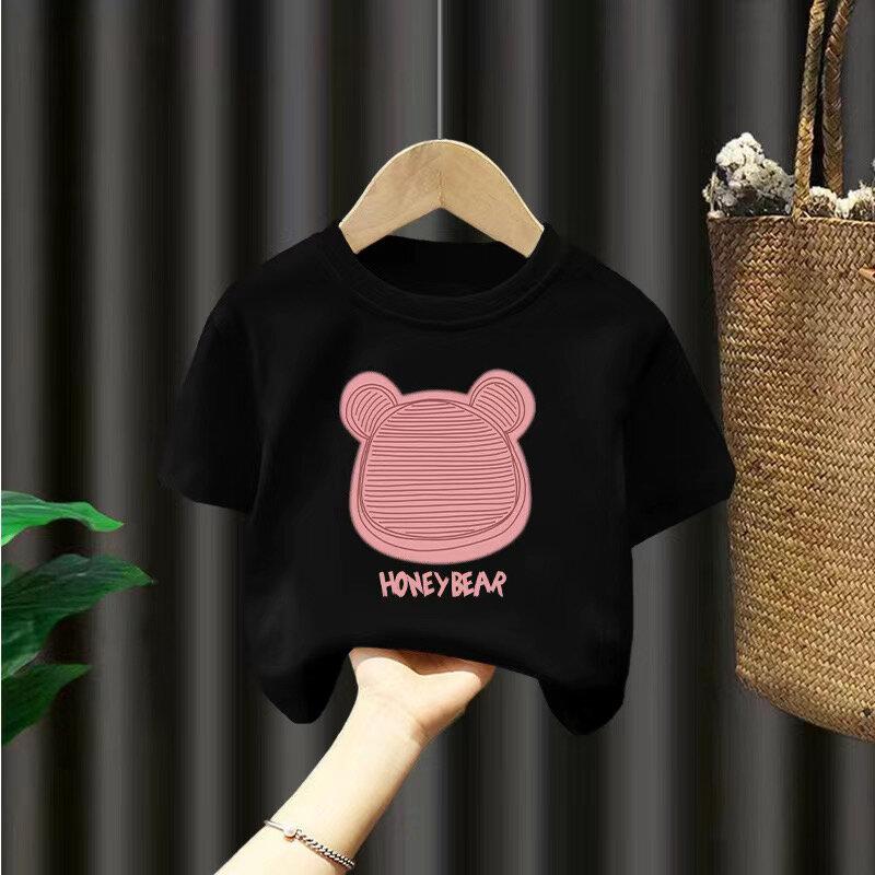 Girl s summer cool short sleeved T-shirt loose round neck cartoon printed top 140