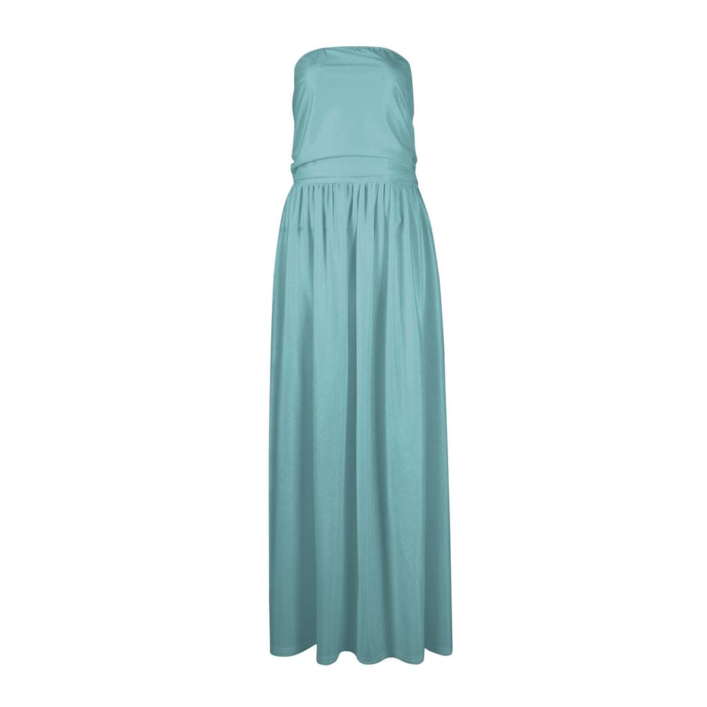 Women's Bohemian Floral Pleated Dress With Slim Fitting Temperament, Summer Strapless Beach Resort Dress
