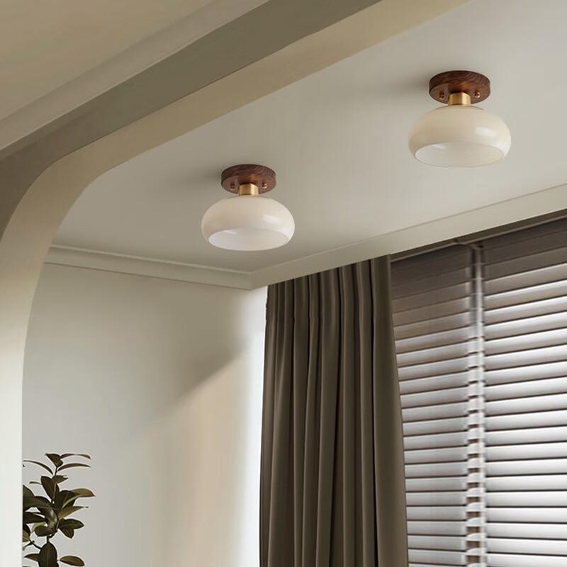 Light Luxury Walnut Brass Chinese Ceiling Lamp