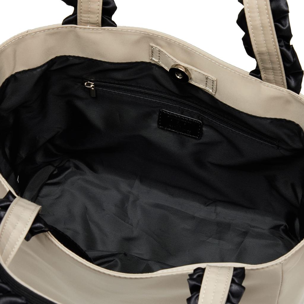 ACROMASTER AY-087 (Beige) Elegant Nylon Tote Bag for Women, Square, Large Capacity, Lightweight, Perfect for Commuting and Travel