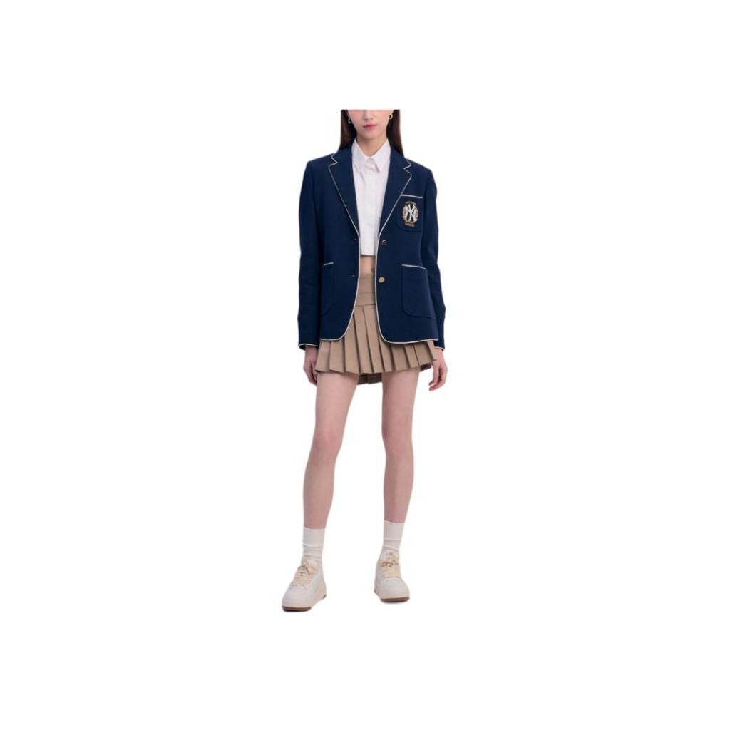 MLB SS24 New York Yankees Logo Tasche Einreiher Langarm Blazer Damen blazer Marineblau 3FJKV0141-50NYD