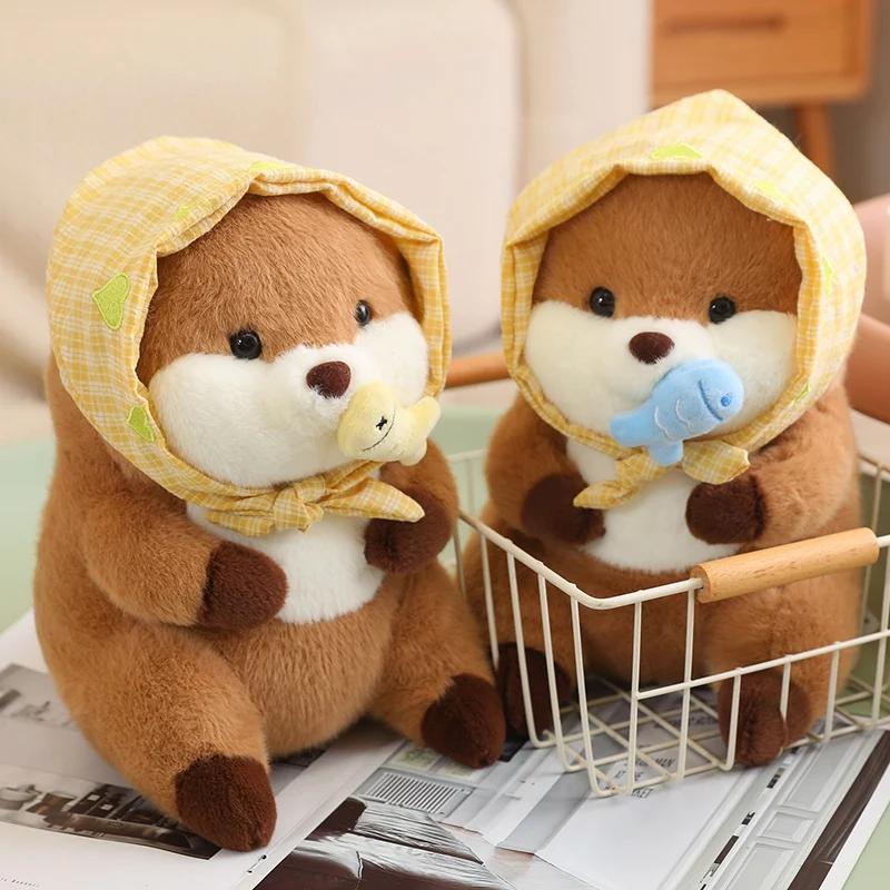 30cm Cartoon Otter With Hat Fish Plush Toys Cute Soft Lovely Stuffed Pillows Dolls For Birthday Festival Gift