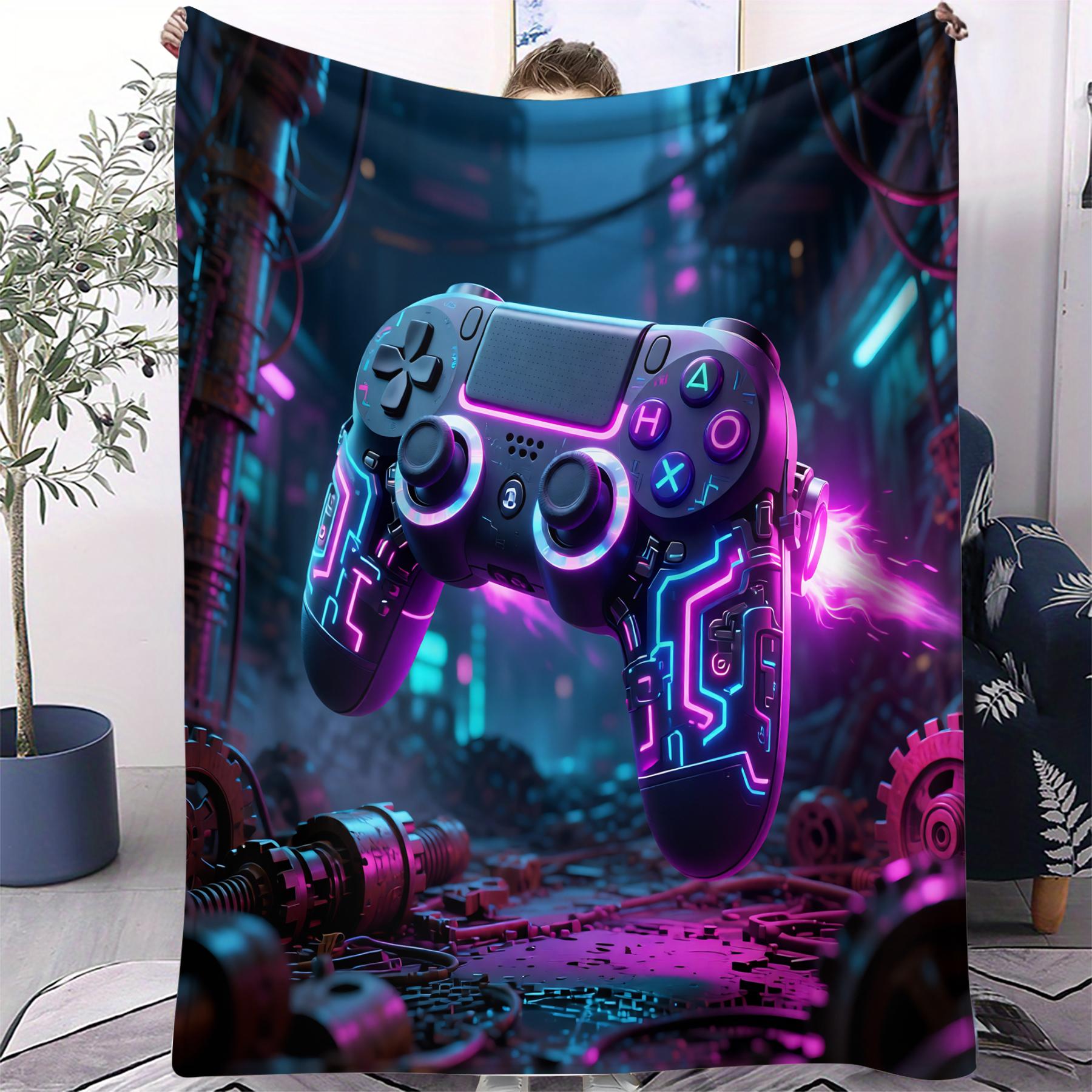Bold cyberpunk style meets everyday cozy. Features controller graphics & vibrant colors for gamers’ lounging, decor 75x90cm