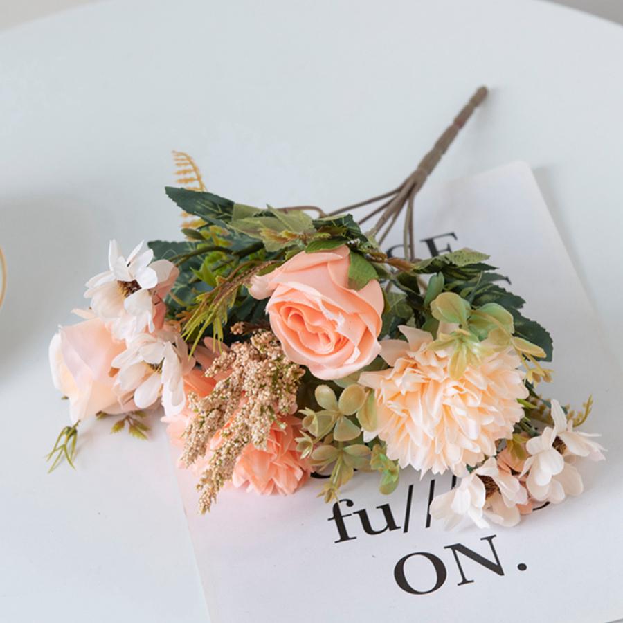 

1/3 шт. Искусственные цветы Шелковая роза Шаровидная хризантема Свадебный букет невесты Рождество Дом Фестиваль DIY подарочная коробка Украшение 1pc