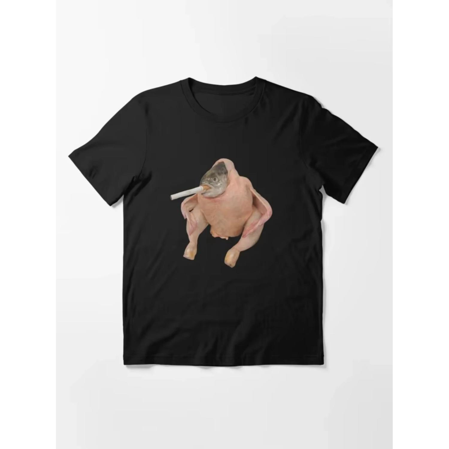 

Fishken Fish Face Chicken Smoking A Cigarette Meme Tshirt Funny Men Women Clothing Harajuku T-shirt Unisex Tops Graphic T Shirts XXXXXL