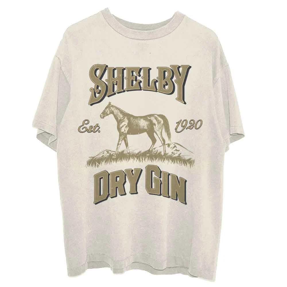 Peaky Blinders T Shirt Shelby Dry Gin Logo Official Mens Natural S M