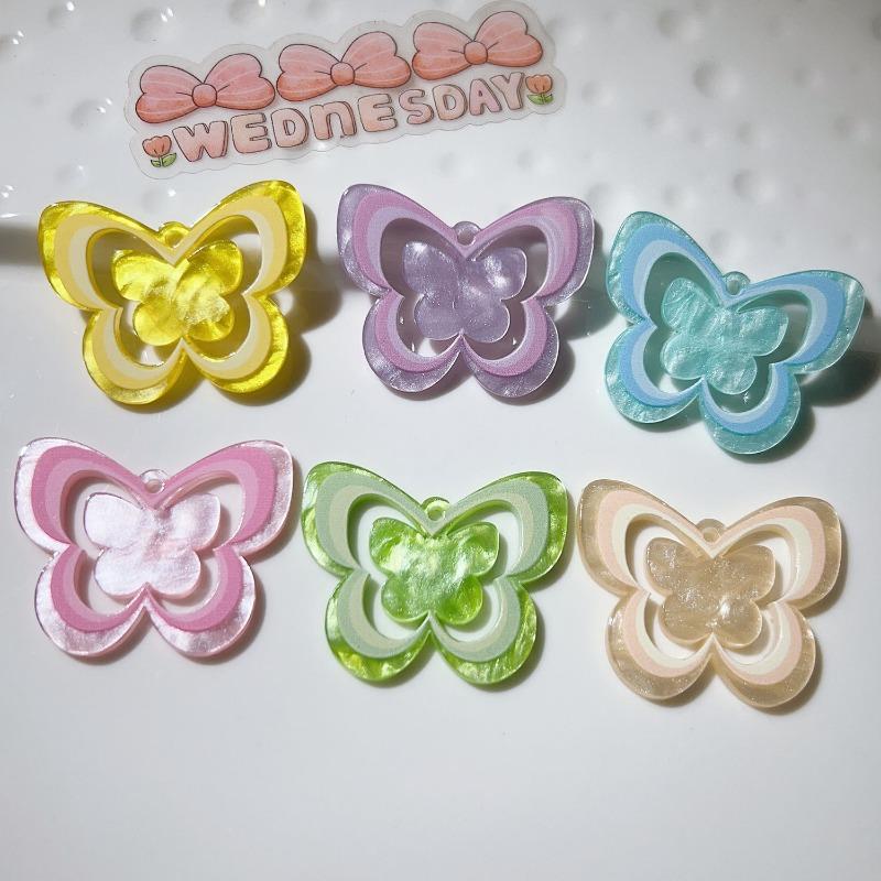 

Acrylic Accessories DIY Cream Glue Phone Case Clothing Handmade Material Butterfly Pendant 5pcs разноцветный