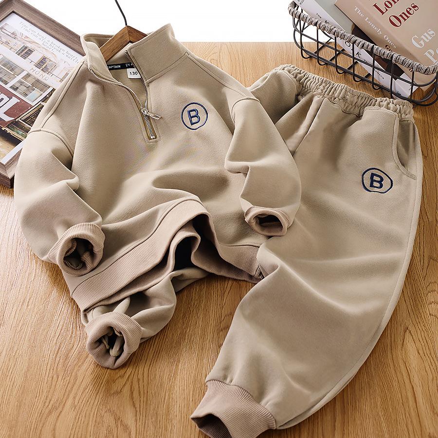 

Весенняя одежда для мальчиков, Модные костюмы-свитеры, Детские весенние костюмы-двойки, Модели весна-осень, Для больших детей 150 коричневый