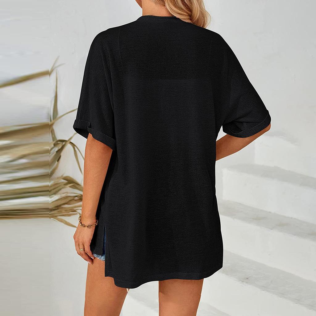 Cárdigan ligero informal de verano para mujer, cárdigan de manga corta, chaqueta informal holgada