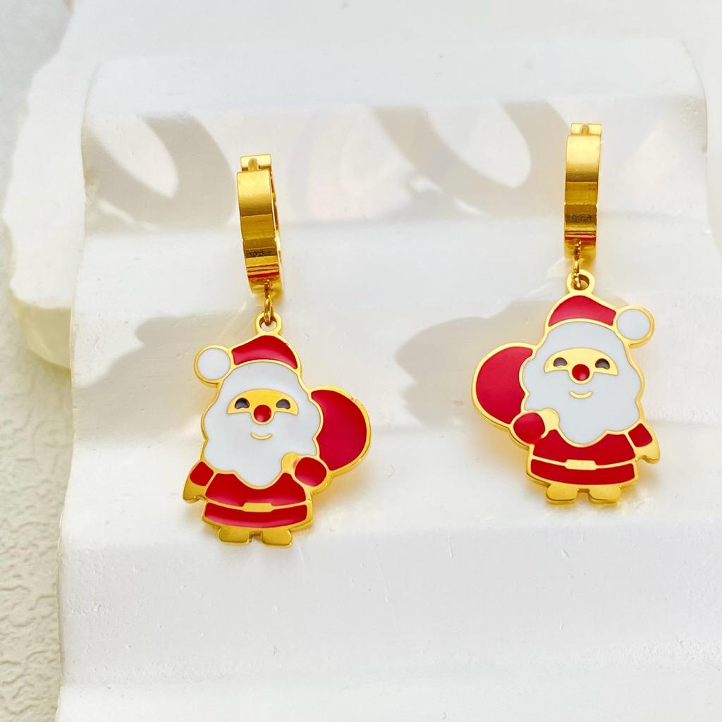 Popular Stainless Steel Christmas Jewelry Set: Sleigh & Reindeer Pendant Necklace, Bracelet, and Earrings