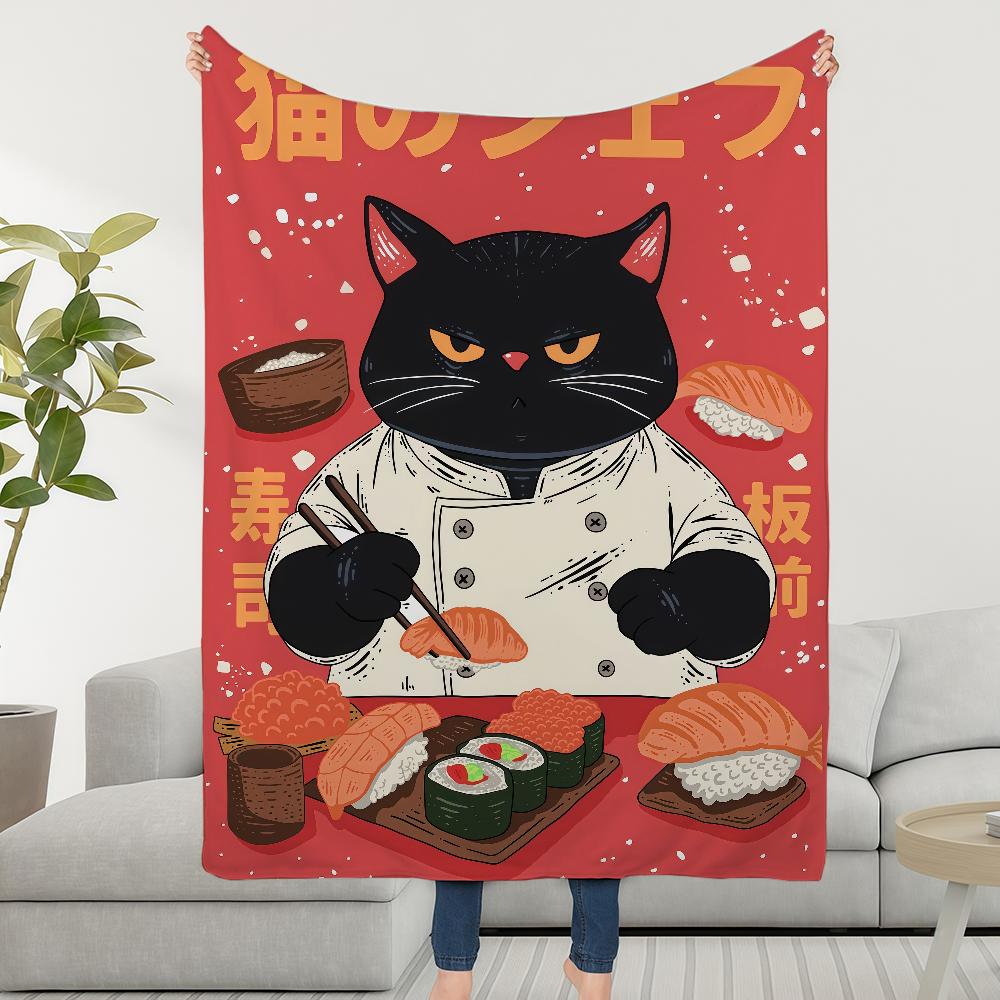 Japanese Sushi Izakaya Blanket Throw Super Cosy Plush Living Room Sofa Couch Childish Birthday Gifts