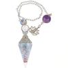 Antique Silver Seven Chakra Crystal Resin Pendulum with Semi-Precious Chips Pendant