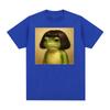 Funny Frog Face with Bob Haircut Meme T Shirt Men Women Humor Short Sleeve T-shirts Vintage Casual Oversized T-shirt