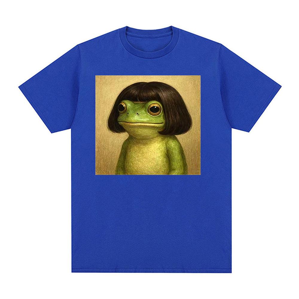 

Funny Frog Face with Bob Haircut Meme T Shirt Unisex Women Fashion Humor Short Sleeve Tshirts Vintage 90s Casual Oversized Tshirt S
