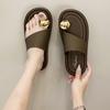 Summer Women's New Fashion Outdoor Flat Slippers Comfortable Leisure with Soft Bottom and Round Head Anti-Slippery Design