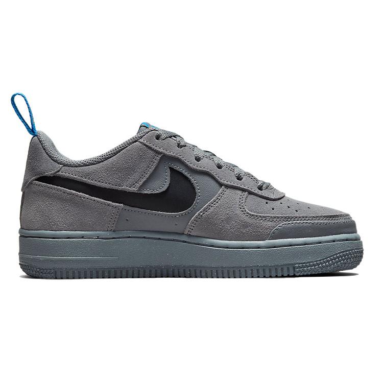 New Nike Air Force 1 Low Cut Out Swoosh Smoke Grey GS DQ1097-001