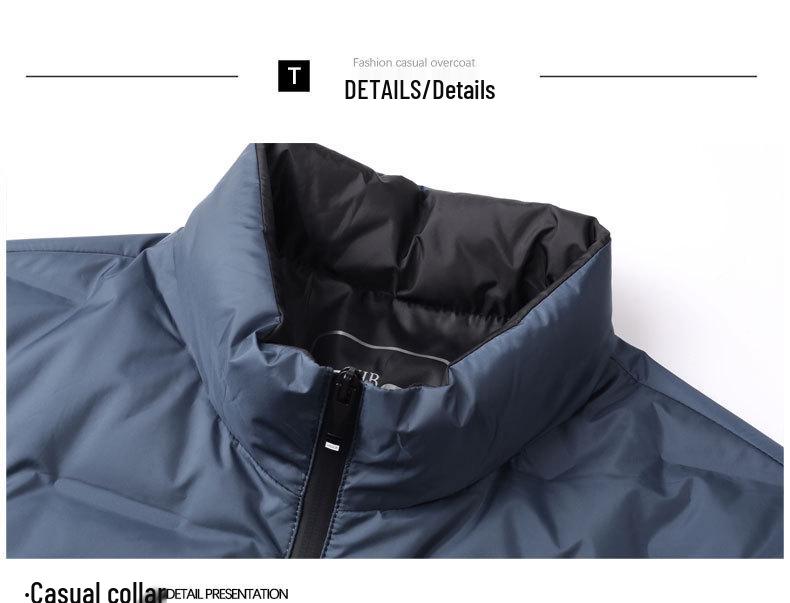 Herren Kurze Daunenjacke: Leichter, warmer, lässiger Wintermantel mit Stehkragen