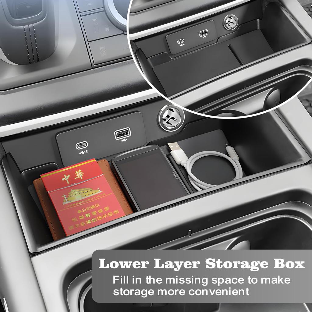 YEVEDUO Land Rover Defender 90 110 Accessories Center Console Organizer Tray Storage Box with Mat 2020-2024 Two-Tier Anti-Slip