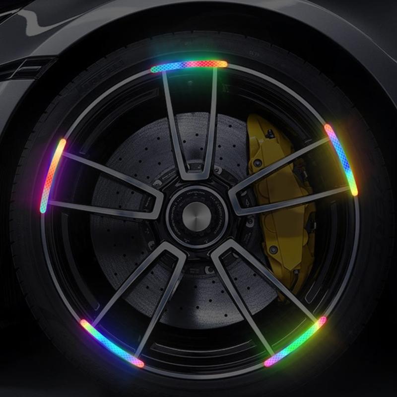 20pcs Tire Rims Adhesive Decorative Stripe Decal Sticker Car Wheel Hub Reflective Sticker Night Safety Warning Sticker