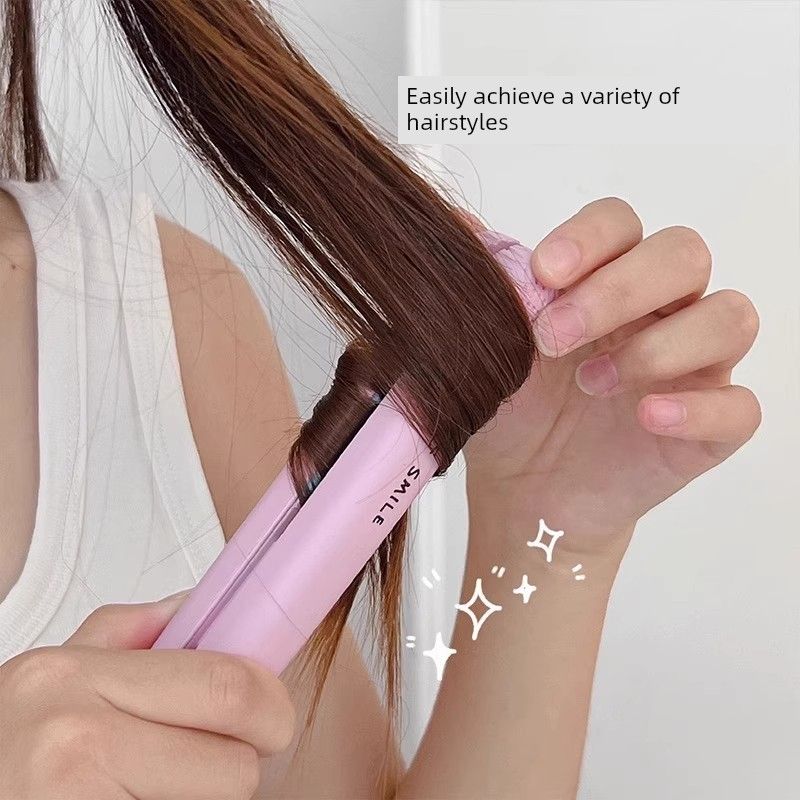 Mini Electric Hair Straightener and Curler for Bangs, Student Flat Iron, Portable Mini Hair Straightener and Curling Iron