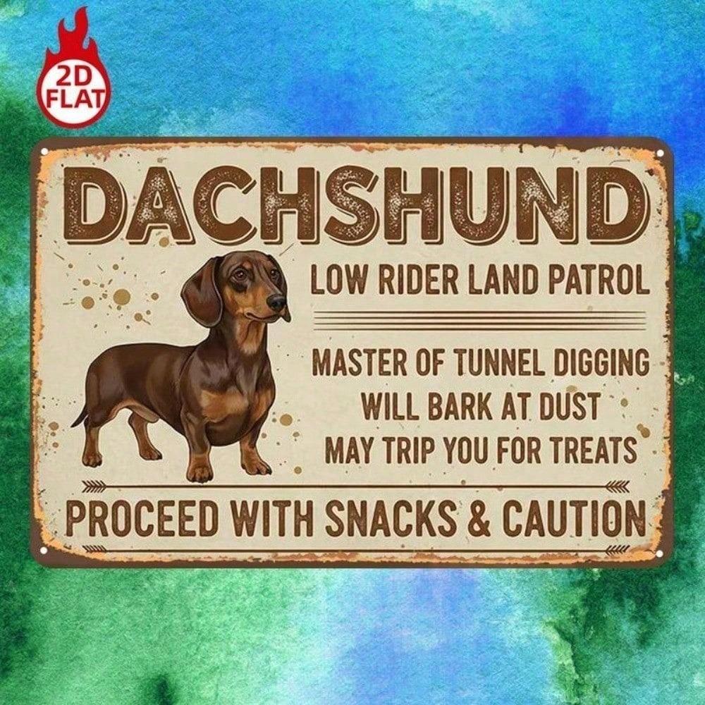 1pc 2D Dachshund Metal Sign, Funny Dog Iron Plaque, Cute Tunnel Digging Pet Wall Art, 8x12in Home Decor