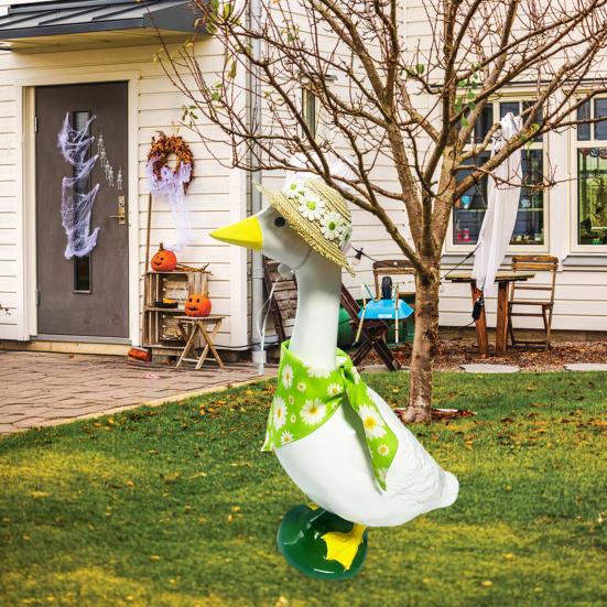 Pastoral Style Goose Bonnet Hat Triangle Scarf Flower Pattern Bright Color Porch Goose Costume Farmhouse Photo Prop
