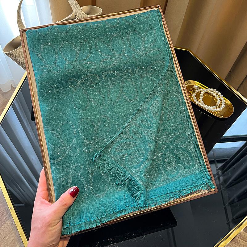 

Новый двухсторонний согревающий шарф-шаль-накидка для通勤, модный, элегантный, простой и атмосферный, женский брендовый стиль 200*70CM