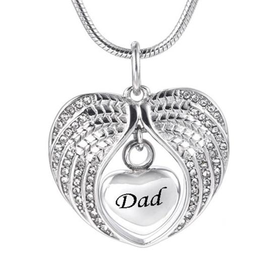 Buy Lucky Jewelry Fashion Dad Mom Son Rhinestones Inlaid Wing Heart Clavicle Chain Necklace